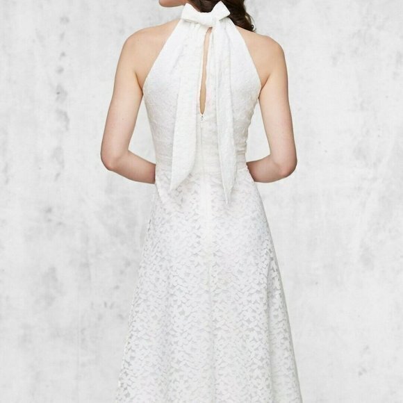 NEW Tahari by ASL Mock Neck Dress with Flare Skirt Ivory Womens Size 10 - Picture 5 of 6